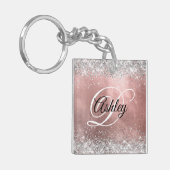 Matron of Ehre Silver Glitzer Rose Gold Foil Schlüsselanhänger (Vorderseite links)