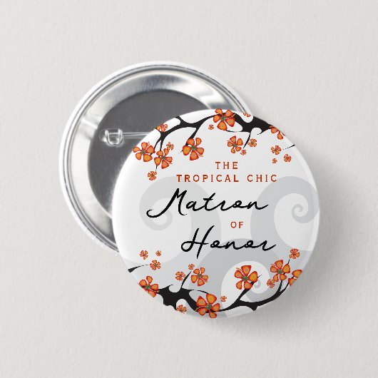 MATRON OF EONOR Tropical Blume Wedname Tag Button (Vorne & Hinten)