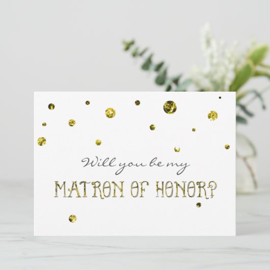 MATRON OF EONOR White & Gold Glitzer Dots Card Einladung (Stehend Vorderseite)