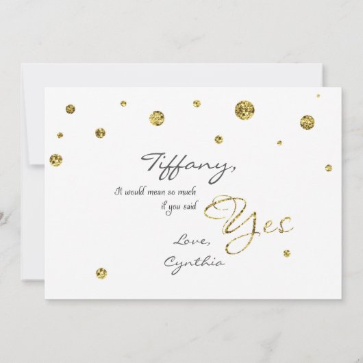 MATRON OF EONOR White & Gold Glitzer Dots Card Einladung (Rückseite)