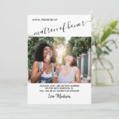 Matron of Honor Black and White Foto Vorschlag Einladung (Stehend Vorderseite)