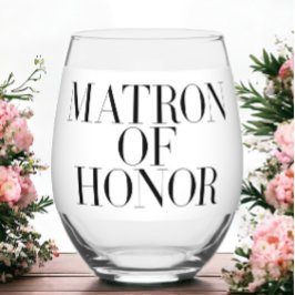 Matron of Honor Black Modern Elegant Personalisier Weinglas Ohne Stiel