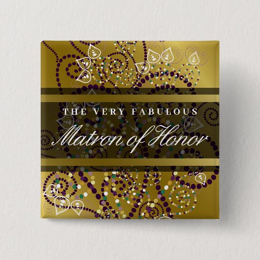 MATRON of HONOR Boho Spirals Gold Wedding Button (Vorderseite)
