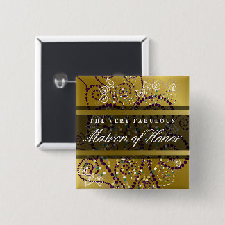 MATRON of HONOR Boho Spirals Gold Wedding Button