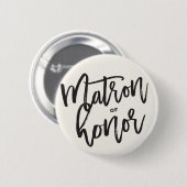Matron of Honor Brush Script Wedding Brautparty Button (Vorne & Hinten)