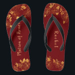 Matron of Honor Dark Burgundy Gold Foliage Muster Badesandalen<br><div class="desc">Diese prächtige dunkelburgundische und goldene Blattmuster-Matrone aus Ehrenflip-Flops hat einen dunkelburgundischen Hintergrund, der mit einem faszinierenden goldenen Blumenmuster und einer individuell anpassbaren modernen Typografie geschmückt ist. Die Kombination aus dem reichen Bordeaux und dem schimmernden Gold schaffen eine elegante und luxuriöse Ästhetik. Es ist ein schönes Geschenk für Ihr Brautparty. Anzeigen...</div>