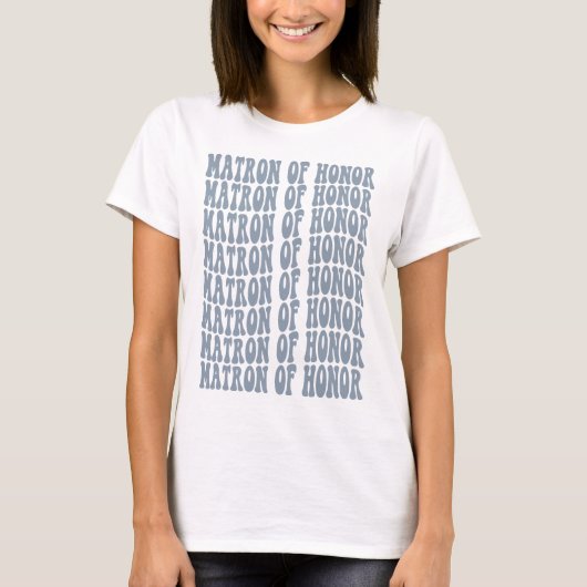 Matron of Honor Dusty Blue Matching Brautparty T-Shirt (Vorderseite)