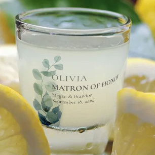 Matron of Honor Eukalyptus Greenery Wedding Custom Schnapsglas