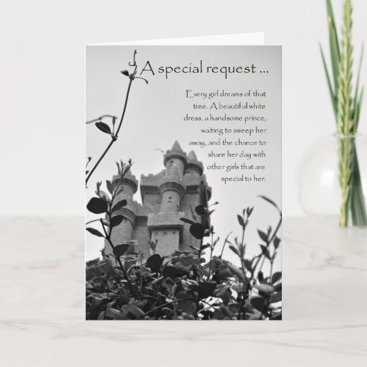 Matron of Honor Fairy Tale Castle Request Card Einladung (Vorderseite)