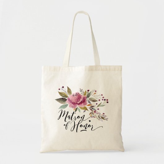 Matron of Honor Floral Budget Leinwand Tote Bag Tragetasche (Vorne)
