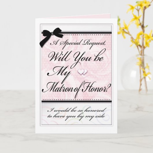 Matron of Honor Formal Brautparty Rose Herz Karte (Gelbe Blume)