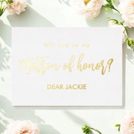 Matron of Honor Gold White Vorschlag Folieneinladung