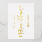 Matron of Honor Gold White Vorschlag Folieneinladung (Vorderseite)