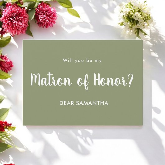 Matron of Honor Green Script Einladung