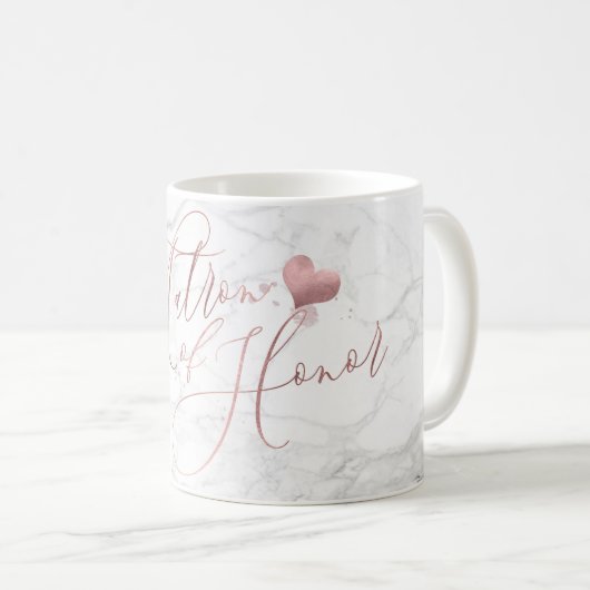 Matron of Honor/Marble+Imitate Rose Gold Script Kaffeetasse (VorderseiteRechts)