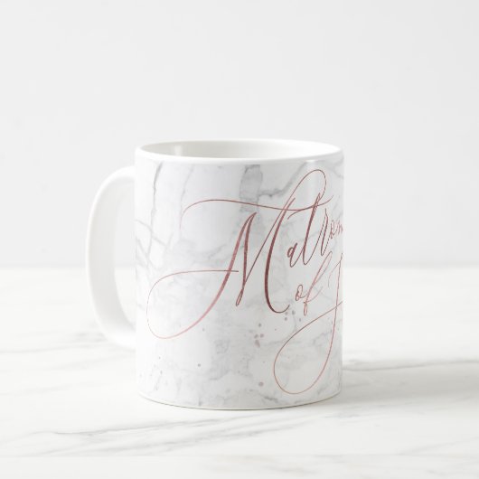 Matron of Honor/Marble+Imitate Rose Gold Script Kaffeetasse (Vorderseite Links)