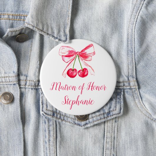 Matron of Honor Pink Bow Coquette Wedding Button (Beispiel)