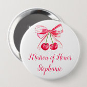 Matron of Honor Pink Bow Coquette Wedding Button (Vorne & Hinten)