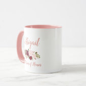 Matron of Honor Pink Marsala Floral Wedding Tasse (Vorderseite Links)