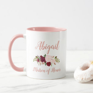 Matron of Honor Pink Marsala Floral Wedding Tasse