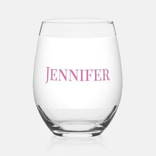 Matron of Honor Pink Moderne Elegant Personalisier Weinglas Ohne Stiel (Rückseite)