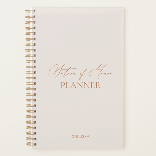 "Matron of Honor Planner" Moderne, elegante Hochze Planer (Vorderseite)