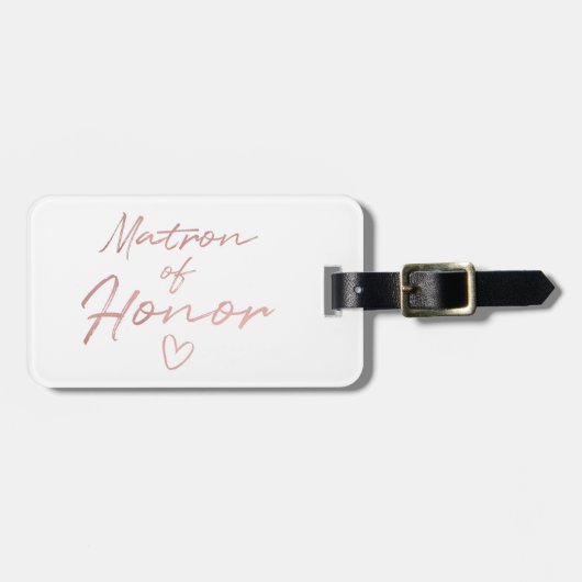 Matron of Honor - Rose Gold Imitats Folie Gepäckanhänger (Vorderseite horizontal)