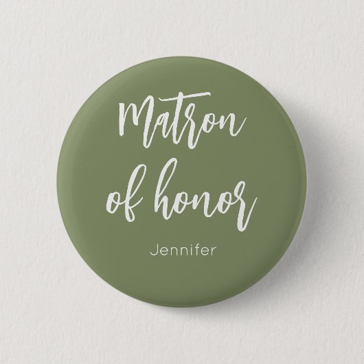 Matron of Honor Sage Green Wedding Button (Vorderseite)