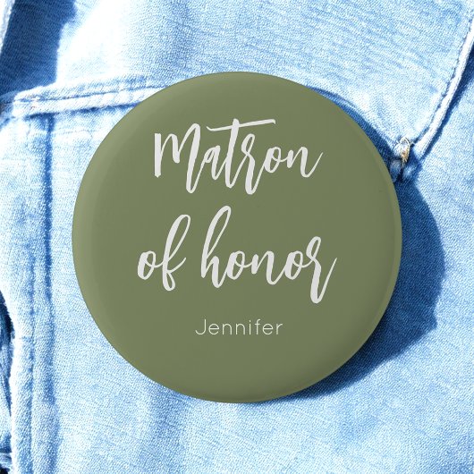 Matron of Honor Sage Green Wedding Button