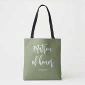 Matron of Honor Sage Green Wedding Tote Bag Tasche (Vorderseite)