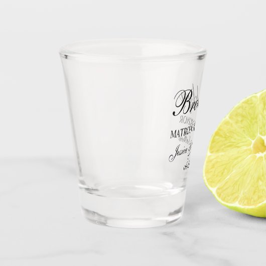 Matron of Honor Script individuell angepasst Schnapsglas (Links)