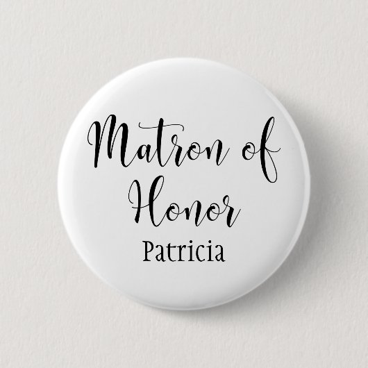 Matron of Honor Script Typografy w/ Name (30) Button (Vorderseite)