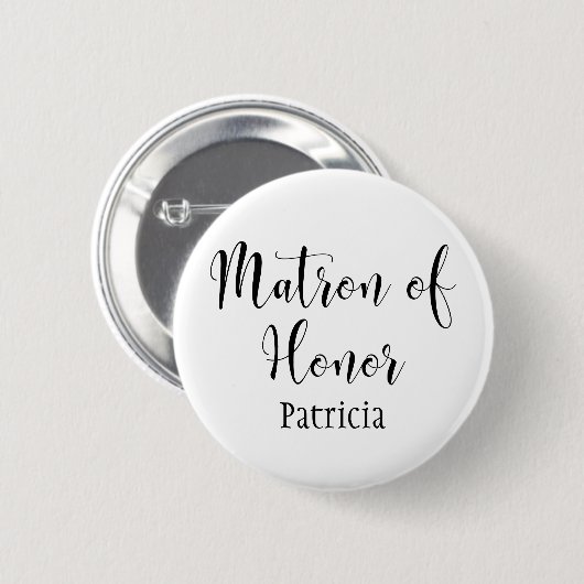 Matron of Honor Script Typografy w/ Name (30) Button (Vorne & Hinten)