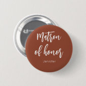 Matron of Honor Terracotta Brown Wedding Button (Vorne & Hinten)