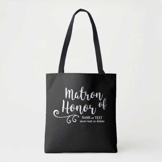 Matron of Honor Tote Bag | Chic White Script Tasche (Vorderseite)