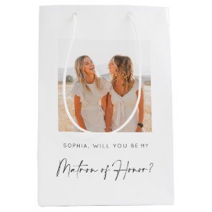 Matron of Honor Vorschlag Geschenktasche mit Foto Mittlere Geschenktüte