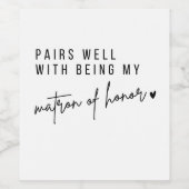 Matron of Honor Weinlabel Bridesmaid Gift, Brides Weinetikett (Einzelnes Label)