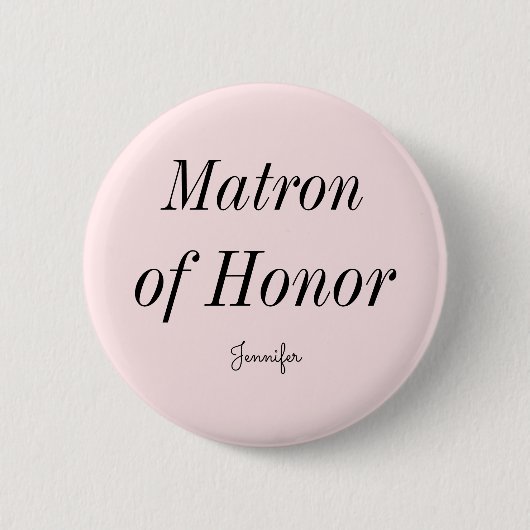 Matron of Honour Blush Pink Wedding Button (Vorderseite)