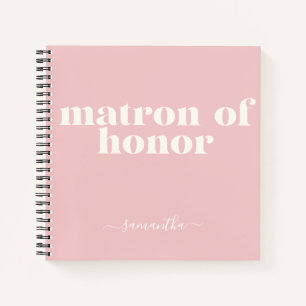 Matron of Honour Simple Modern Name Blush Pink Notizblock
