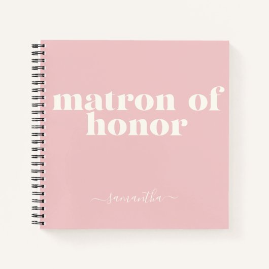 Matron of Honour Simple Modern Name Blush Pink Notizblock (Vorderseite)