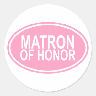 Matron of Honour Wedding Oval Pink Runder Aufkleber