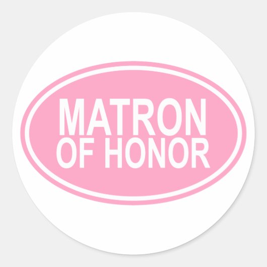 Matron of Honour Wedding Oval Pink Runder Aufkleber (Vorderseite)