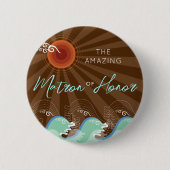 MATRON VON EONOR Cool Waves Brown Sun Beach Hochze Button (Vorderseite)