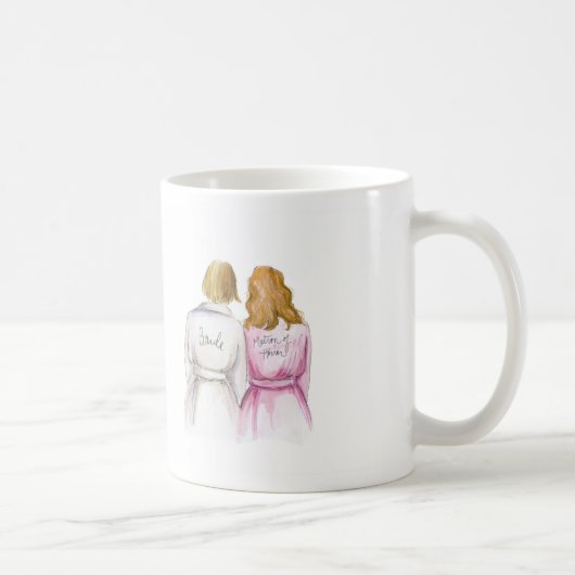 Matrone? Blonde Bob-Braut-dunkle Querstation Kaffeetasse (Rechts)