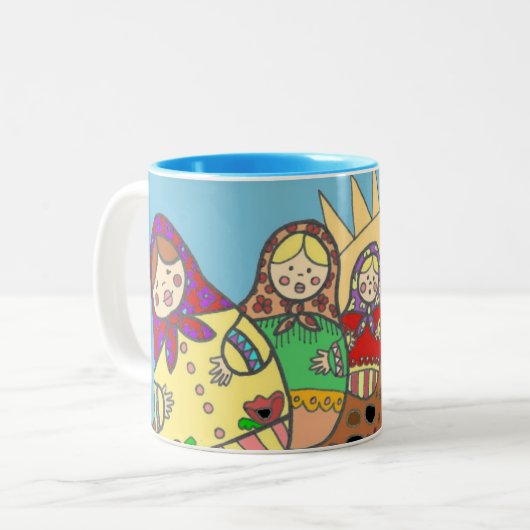 Matroshka Zweifarbige Tasse (Vorderseite Links)