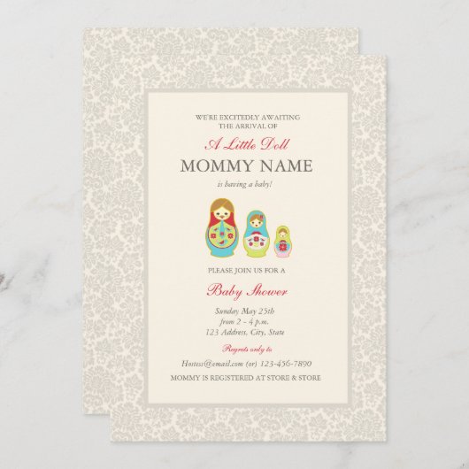 Matroyshka laden russische einladung (Vorne/Hinten)