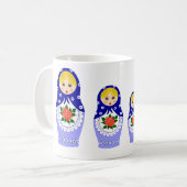 Matryoschka Puppen blau Kaffeetasse (Vorderseite Links)