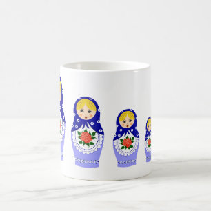 Matryoschka Puppen blau Kaffeetasse