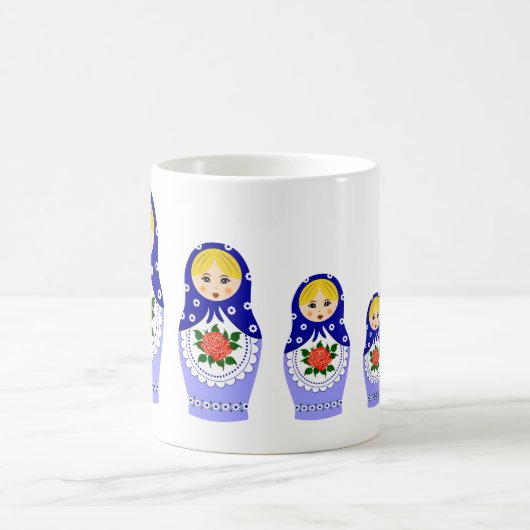 Matryoschka Puppen blau Kaffeetasse (Mittel)