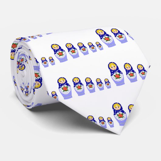 Matryoschka Puppen blau Krawatte (Gerollt)